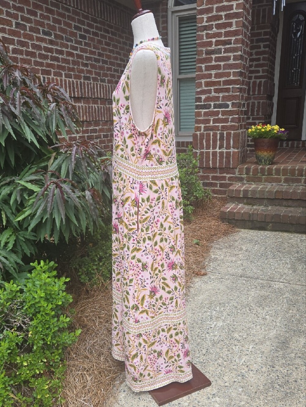 Spartina 449 Floral Maxi Dress in Pink and Green - Picture 2 of 10